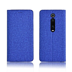 Custodia Portafoglio In stoffa con Supporto H01 per Xiaomi Mi 9T Blu