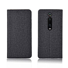 Custodia Portafoglio In stoffa con Supporto H01 per Xiaomi Mi 9T Nero