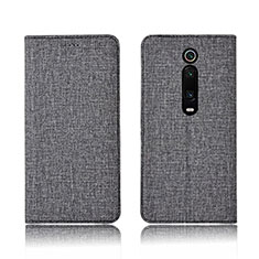 Custodia Portafoglio In stoffa con Supporto H01 per Xiaomi Mi 9T Pro Grigio