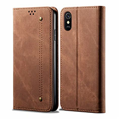 Custodia Portafoglio In stoffa con Supporto H01 per Xiaomi Redmi 9A Marrone