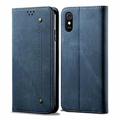 Custodia Portafoglio In stoffa con Supporto H01 per Xiaomi Redmi 9AT Blu