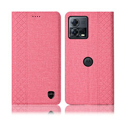 Custodia Portafoglio In stoffa con Supporto H12P per Motorola Moto Edge 30 Fusion 5G Rosa