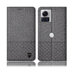 Custodia Portafoglio In stoffa con Supporto H12P per Motorola Moto Edge 30 Ultra 5G Grigio