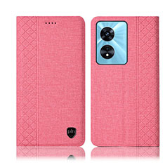 Custodia Portafoglio In stoffa con Supporto H12P per Oppo A58 4G Rosa