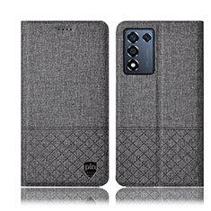 Custodia Portafoglio In stoffa con Supporto H12P per Oppo K9S 5G Grigio