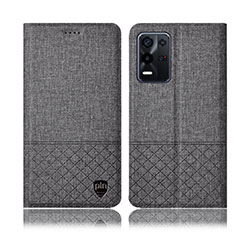 Custodia Portafoglio In stoffa con Supporto H12P per Oppo K9X 5G Grigio