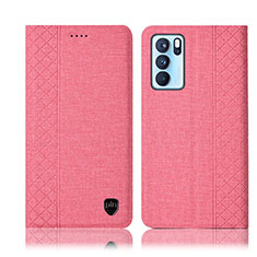 Custodia Portafoglio In stoffa con Supporto H12P per Oppo Reno6 Pro 5G India Rosa