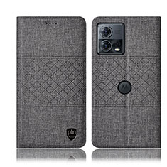 Custodia Portafoglio In stoffa con Supporto H13P per Motorola Moto Edge 30 Fusion 5G Grigio