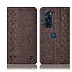 Custodia Portafoglio In stoffa con Supporto H13P per Motorola Moto Edge X30 5G Marrone