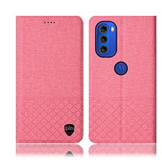 Custodia Portafoglio In stoffa con Supporto H13P per Motorola Moto G51 5G Rosa