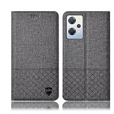 Custodia Portafoglio In stoffa con Supporto H13P per Oppo K10X 5G Grigio