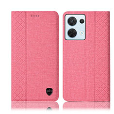 Custodia Portafoglio In stoffa con Supporto H14P per Oppo Reno9 5G Rosa