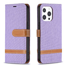 Custodia Portafoglio In stoffa con Supporto per Apple iPhone 14 Pro Max Viola