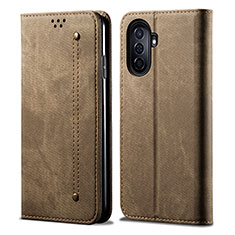 Custodia Portafoglio In stoffa con Supporto per Huawei Nova Y70 Khaki