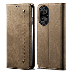 Custodia Portafoglio In stoffa con Supporto per Huawei P50 Khaki