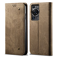 Custodia Portafoglio In stoffa con Supporto per Huawei P60 Pro Khaki