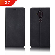 Custodia Portafoglio In stoffa con Supporto per Nokia X7 Nero