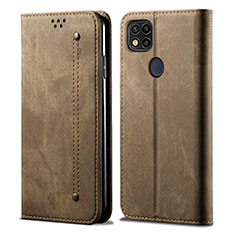 Custodia Portafoglio In stoffa con Supporto per Xiaomi Redmi 9 India Khaki