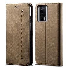 Custodia Portafoglio In stoffa con Supporto per Xiaomi Redmi K60 5G Khaki