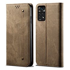 Custodia Portafoglio In stoffa con Supporto per Xiaomi Redmi Note 11 Pro 4G Khaki