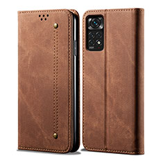 Custodia Portafoglio In stoffa con Supporto per Xiaomi Redmi Note 11 Pro 4G Marrone