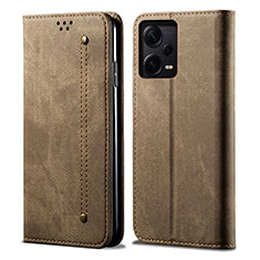 Custodia Portafoglio In stoffa con Supporto per Xiaomi Redmi Note 12 Pro+ Plus 5G Khaki