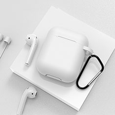 Custodia Portatile con Moschettone per AirPods Custodia di Ricarica C02 Bianco