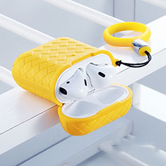 Custodia Portatile con Moschettone per AirPods Custodia di Ricarica C04 Giallo