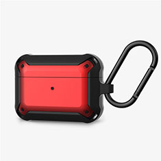 Custodia Portatile con Moschettone per AirPods Pro Custodia di Ricarica C03 Rosso e Nero