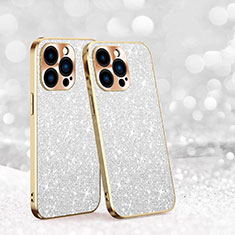 Custodia Silicone Cover Morbida Bling-Bling AC1 per Apple iPhone 13 Pro Argento