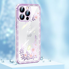 Custodia Silicone Cover Morbida Bling-Bling AT1 per Apple iPhone 13 Pro Max Viola