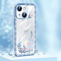 Custodia Silicone Cover Morbida Bling-Bling AT1 per Apple iPhone 14 Blu