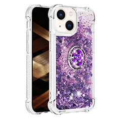 Custodia Silicone Cover Morbida Bling-Bling con Anello Supporto S01 per Apple iPhone 13 Viola