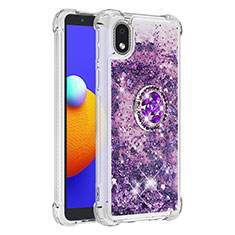 Custodia Silicone Cover Morbida Bling-Bling con Anello Supporto S01 per Samsung Galaxy A01 Core Viola