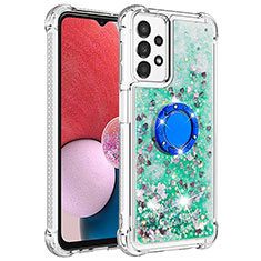 Custodia Silicone Cover Morbida Bling-Bling con Anello Supporto S01 per Samsung Galaxy A13 4G Verde