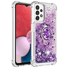 Custodia Silicone Cover Morbida Bling-Bling con Anello Supporto S01 per Samsung Galaxy A13 4G Viola