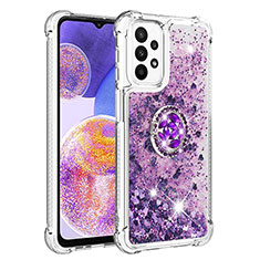 Custodia Silicone Cover Morbida Bling-Bling con Anello Supporto S01 per Samsung Galaxy A23 4G Viola