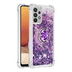 Custodia Silicone Cover Morbida Bling-Bling con Anello Supporto S01 per Samsung Galaxy A32 4G Viola