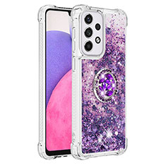 Custodia Silicone Cover Morbida Bling-Bling con Anello Supporto S01 per Samsung Galaxy A33 5G Viola