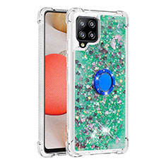 Custodia Silicone Cover Morbida Bling-Bling con Anello Supporto S01 per Samsung Galaxy A42 5G Verde