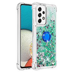 Custodia Silicone Cover Morbida Bling-Bling con Anello Supporto S01 per Samsung Galaxy A53 5G Verde