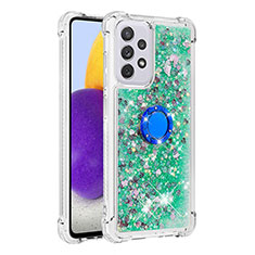 Custodia Silicone Cover Morbida Bling-Bling con Anello Supporto S01 per Samsung Galaxy A73 5G Verde