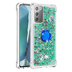 Custodia Silicone Cover Morbida Bling-Bling con Anello Supporto S01 per Samsung Galaxy Note 20 5G Verde
