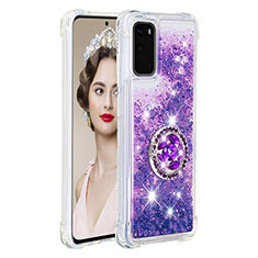 Custodia Silicone Cover Morbida Bling-Bling con Anello Supporto S01 per Samsung Galaxy S20 5G Viola