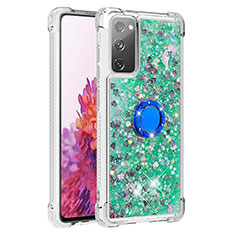 Custodia Silicone Cover Morbida Bling-Bling con Anello Supporto S01 per Samsung Galaxy S20 FE 4G Verde