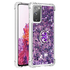 Custodia Silicone Cover Morbida Bling-Bling con Anello Supporto S01 per Samsung Galaxy S20 FE 4G Viola