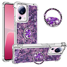 Custodia Silicone Cover Morbida Bling-Bling con Anello Supporto S01 per Xiaomi Civi 2 5G Viola