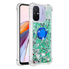 Custodia Silicone Cover Morbida Bling-Bling con Anello Supporto S01 per Xiaomi Poco C55 Verde