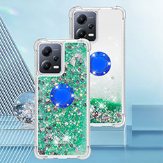 Custodia Silicone Cover Morbida Bling-Bling con Anello Supporto S01 per Xiaomi Poco X5 5G Verde