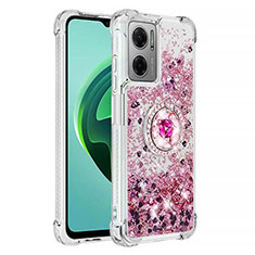 Custodia Silicone Cover Morbida Bling-Bling con Anello Supporto S01 per Xiaomi Redmi 10 Prime Plus 5G Rosa Caldo